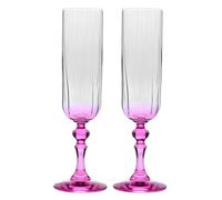 Krosno Copas de champán 220 ml con pie rosa, juego de 2 - para mocktails, Mimosa, Prosecco, Cava y Spritz - cristal sin plomo - aptas para lavavajillas - Bubble Celebration Moments