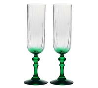 Krosno Copas de champán 220 ml con pie verde, juego de 2 - para mocktails, Mimosa, Prosecco, Cava y Spritz - cristal sin plomo - aptas para lavavajillas - Bubble Celebration Moments