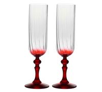 Krosno Copas de champán 220 ml con pie rojo, juego de 2 - para mocktails, Mimosa, Prosecco, Cava y Spritz - cristal sin plomo - aptas para lavavajillas - Bubble Celebration Moments