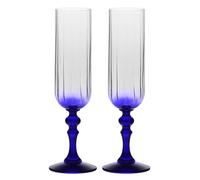 Krosno Copas de champán 220 ml con pie azul cobalto, juego de 2 - para mocktails, Mimosa, Prosecco, Cava y Spritz - cristal sin plomo - aptas para lavavajillas - Bubble Celebration Moments