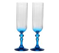 Krosno Copas de champán 220 ml con pie turquesa, juego de 2 - para mocktails, Mimosa, Prosecco, Cava y Spritz - cristal sin plomo - aptas para lavavajillas - Bubble Celebration Moments