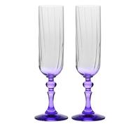 Krosno Copas de champán 220 ml con pie violeta, juego de 2 - para mocktails, Mimosa, Prosecco, Cava y Spritz - cristal sin plomo - aptas para lavavajillas - Bubble Celebration Moments