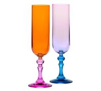 KROSNO - Copas de Colores para Champán y Prosecco - 2 x 220 ml - Colección Bubble - Naranja y Rosa - Cristal sin Plomo - Pintadas a Mano
