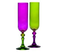 KROSNO - Copas de colores para champán y prosecco - 2 x 220 ml - Colección Bubble - Violeta y Verde - Cristal libre de plomo - Pintadas a mano