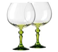 KROSNO Copas de Gin 660 ml con pie verde anís, juego de 2 - para Gin Tonic, Aperol Spritz y Cócteles - sin plomo - aptas para lavavajillas - Bubble Celebration Moments