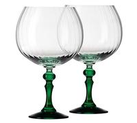 KROSNO Copas de Gin 660 ml con pie verde, juego de 2 - para Gin Tonic, Aperol Spritz y Cócteles - sin plomo - aptas para lavavajillas - Bubble Celebration Moments