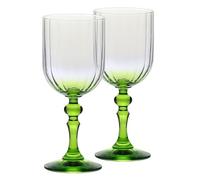 Krosno Copas de vino 300 ml con pie verde claro, juego de 2 - para vino tinto y blanco, mocktails y agua - cristal sin plomo - aptas para lavavajillas - Bubble Celebration Moments