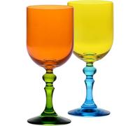 KROSNO - Copas de Vino Tinto y Blanco de Colores, Mocktails y Agua - 2 x 300 ml - Colección Bubble - Naranja y Amarillo - Cristal sin Plomo - Pintadas a Mano