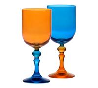 KROSNO - Copas de Vino Tinto y Blanco de Colores, Mocktails y Agua - 2 x 300 ml - Colección Bubble - Naranja y Azul - Cristal sin Plomo - Pintadas a Mano