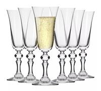 Krosno - Copas para Champán 165 ml - Juego de 6 unidades - Colección Krista - Cristal sin Plomo - Diseño Elegante con Tallo Decorado