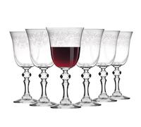 Krosno - Copas para Vino Tinto 250 ml - Juego de 6 unidades - Colección Krista Deco - Cristal sin Plomo - Diseño Clásico y Elegante con Motivo Transparente