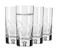 Krosno - Vasos para agua, zumos y bebidas de 300 ml - Juego de 4 piezas - Colección Saga - Cristal - Hechos a mano y tallados - Ideal como regalo