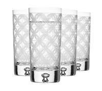 Krosno - Vasos para agua, zumos y bebidas de 300 ml - Juego de 4 piezas - Colección Saga - Cristal - Hechos a mano y tallados - Ideal como regalo