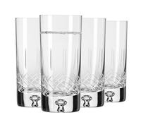 Krosno - Vasos para agua, zumos y bebidas de 300 ml - Juego de 4 piezas - Colección Saga - Cristal - Hechos a mano y tallados - Ideal como regalo