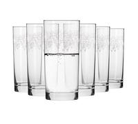 Krosno - Vasos para Bebidas Long Drink 370 ml - Juego de 6 unidades - Colección Krista Deco - Cristal sin Plomo - Diseño Elegante con Motivo Transparente