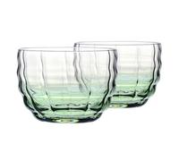 KROSNO Vasos para matcha y té, juego de 2, 330 ml, colección Matcha Moments - Degradado verde, cristal sin plomo - Vasos anchos para bebidas calientes, aptos para lavavajillas