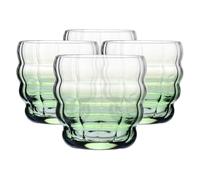 KROSNO Vasos para matcha y té, juego de 4, 330 ml, colección Matcha Moments - Degradado verde, cristal sin plomo - Vasos elegantes para bebidas calientes, aptos para lavavajillas