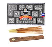 KROWN - Kit Incienso Super Hit + Porta Inciensos, Super Hit Caja Grande Negro 12 Paquetes de 15 g Cada uno, Total 180g