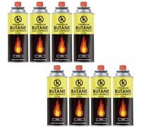 KROWN - Pack de Cartuchos K-250 de Gas Butano 227g para Hornillos Quemadores, Cartucho de Gas para Camping K-250, Bombonas para Sopletes (8 Unidades)