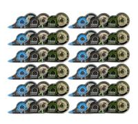KROWN - Tipex Cinta Correctora Blanca, 5 mm x 12 metros, Set Cintas Correctoras Ideal para Material Escolar y Papeleria Oficina, Útil para Borrar y Escribir de Inmediato (Pack de 36)