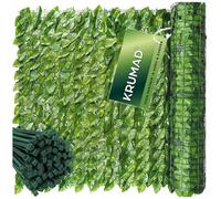 KRUMAD Set de protección visual de hiedra artificial 2X 300x50 cm, decoración colgante, protección para balcón y jardín, imitación de hiedra, incluye 200 bridas de cable