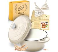 KRUSTENZAUBER Cacerola con tapa o como olla de hierro fundido para hornear | Olla esmaltada de alta calidad con recetas versátiles, como sartén apta para horno, para hornear y para hacer pan