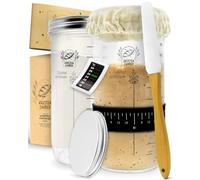 KRUSTENZAUBER Juego de 2 botes de fermentación de masa madre de 600 ml con espátula y termómetro, accesorios para hornear pan, vidrio, fermentación, kit de iniciación de masa madre, vidrio vacío