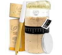 KRUSTENZAUBER, Kit de inicio para masa madre - 1000 ml, incluye un recipiente de fermentación con espátula y termómetro - Accesorios para hornear pan, recipiente de vidrio para masa madre, fermentació