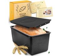 KRUSTENZAUBER Molde para pan casero con tapa | Entrada acompañada para hornear tu propio pan, pan de acero al carbono para pan fresco con corteza crujiente