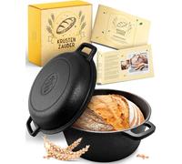 KRUSTENZAUBER, olla de hierro fundido de 26 cm para hornear pan. Molde para pan con tapa, ideal para hacer pan casero. Olla de hierro fundido para hornear pan, accesorios para panadería