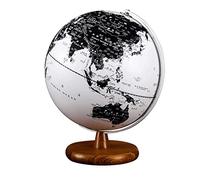 KRXSOBNV Globo terráqueo, Globo Blanco y Negro de Alta definición, Luces Led, decoración giratoria Oficina for niños, Globo con Base Madera
