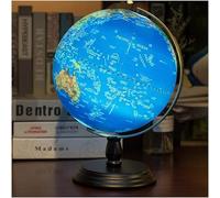 KRXSOBNV Globo terráqueo, Globo geográfico topográfico en Relieve Elevado 3D Brillante con Ar y Base de Madera Negra Mapa HD Marcado Texto Claro(C)