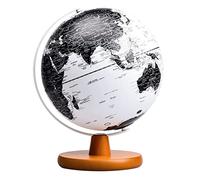 KRXSOBNV Globo terráqueo, Versión Estéreo 3D en Blanco y Negro con Soporte de Madera Globo Giratorio LED Iluminado for niños 7,8 Pulgadas diámetro