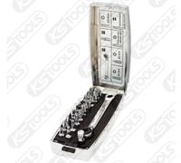KS TOOLS 1/4" CROMO+ Juego De Bits, Llave De Carraca De Cambio Mini 918.4520