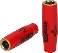KS Tools 117.2352 Llave de vaso con punta de 1/4" y aislamiento protector, 14 mm, larga