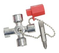 KS Tools 130.1010 - Mini llave para armario de distribución, con cadena y adaptador de bits (tamaño: 45 x 45 mm, 42 mm)