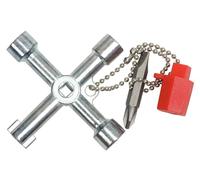 KS Tools 130.1015 - Llave para armario de distribución universal, con cadena y adaptador de bits (tamaño: 72 x 72 mm, 71 mm)