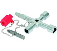 KS Tools 130.1020 - Pack de 8 piezas con Llaves para armario de distribución universal, con cadena, adaptador y bit (tamaño: 90 x 62 mm)