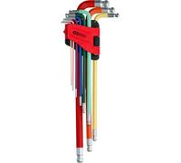KS Tools 151.3222 Juego de llaves Allen con cabeza de bola doble, extralargas, 9 pzs