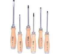 KS Tools 300.1050 ERGOTORQUE WOODmax Juego de destornilladores de golpe con mango de madera, 6 pzs