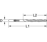 KS Tools 330.7063, Taladro, Broca helicoidal, Rotación en sentido horario, 6,3 mm, 148 mm, Metal, Plástico, Madera