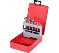 KS Tools 336.0416 Juego de avellanadores desbarbadores HSS Co 5 de 90° en casete de chapa de acero, 6 pzs