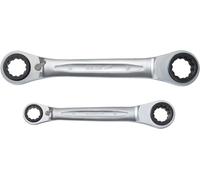 KS Tools 503.4550 Juego de llaves de estrella dobles de carraca articuladas 4 en 1 GEARplus, conmutables, 2 pzs