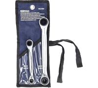 KS Tools 503.4655 Juego de llaves de estrella dobles de carraca articuladas 4 en 1 GEARplus, conmutables, 2 pzs 8-19 mm