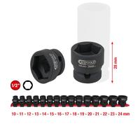 KS Tools 515.0055, Juego de llaves de vaso, 1/2", 15 piezas, acero cromo-molibdeno, según las normas ISO 1174, DIN 3129, ISO 2725-2, DIN 3121, peso: 1,2 kg