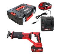 KS Tools 515.4775F - Sierra de sable inalámbrica (18 V, sin rosca, con 2 baterías 4 Ah, cargador y 3000 golpes, corte de madera, metal aluminio, sierra de sable profesional