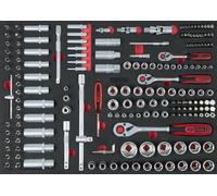 KS Tools 711.0179 Juego de llaves de vaso, 179 pzs 1/4"+3/8"+1/2", en sistema modular 1/1