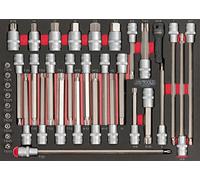 KS Tools 712.5038 - Módulo de puntas largas para mecánicas de 1/4" - 1/2" | Módulo de puntas largas para mecánica 1/4'' - 1/2'', 38 piezas, almacenamiento de taller