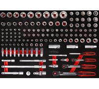 KS Tools 811.0139 Juego de llaves de vaso de 1/4'' + 3/8'' + 1/2'' en inserto de gomaespuma, 139 pzs