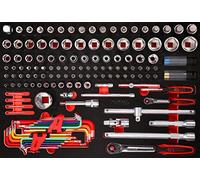 KS Tools 811.1137 Juego de llaves de vaso de 1/4'' + 1/2'' en inserto de gomaespuma, 137 pzs